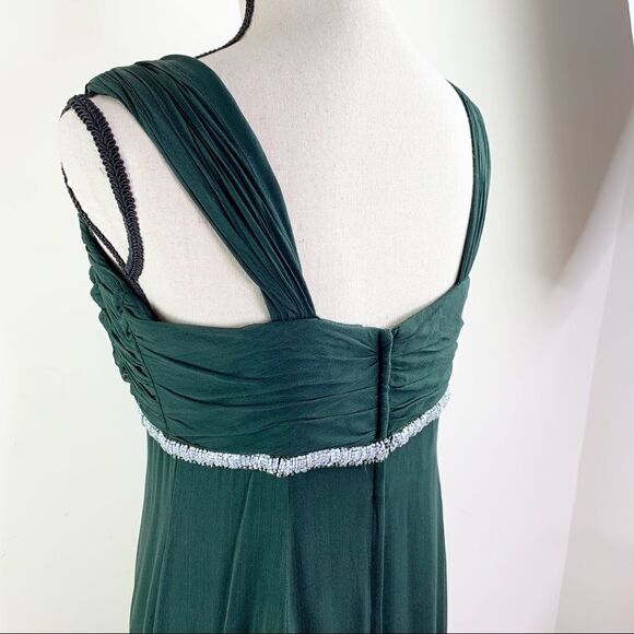 Liancarlo Couture Dark Green Silk Chiffon Grecian Gown w/Beading Sz 12 - Picture 4 of 13